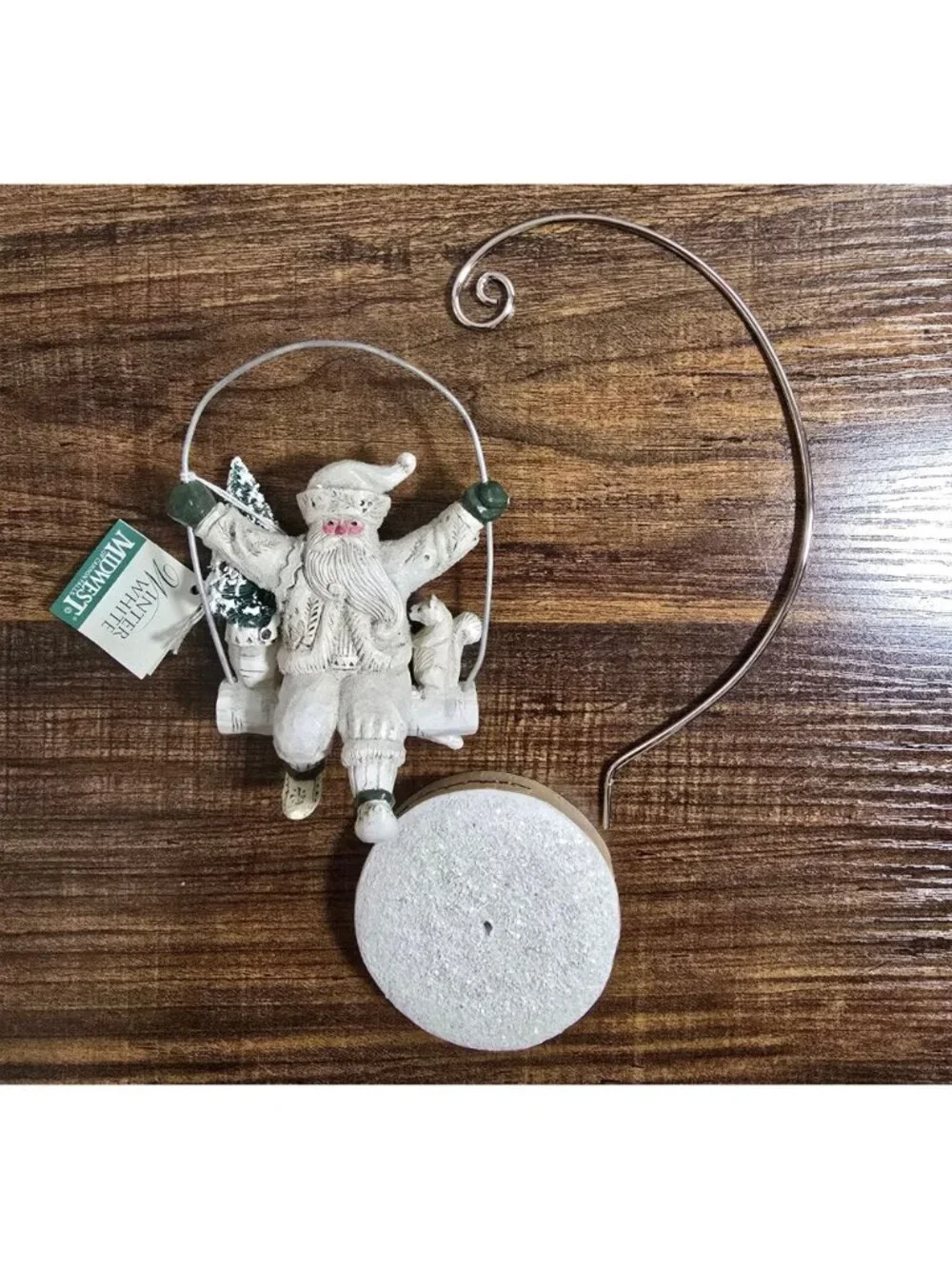 NWT Pam Schifferl Santa On Swing Ornament Midwest Cannon Falls Winter White